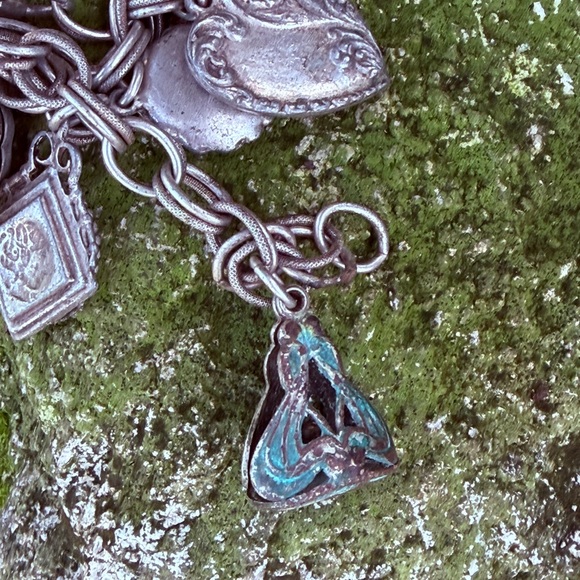 Coro 1950s Silver Chain CHARM Bracelet 7.5” Vintage patina - Picture 6 of 7